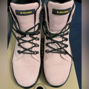 Dr. Martens Chalk Pink Suede lace up boots